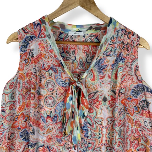 Womens Chiffon Paisley Sleeveless Top Size Small Boho Hippie Colorful Flowy - Picture 7 of 9